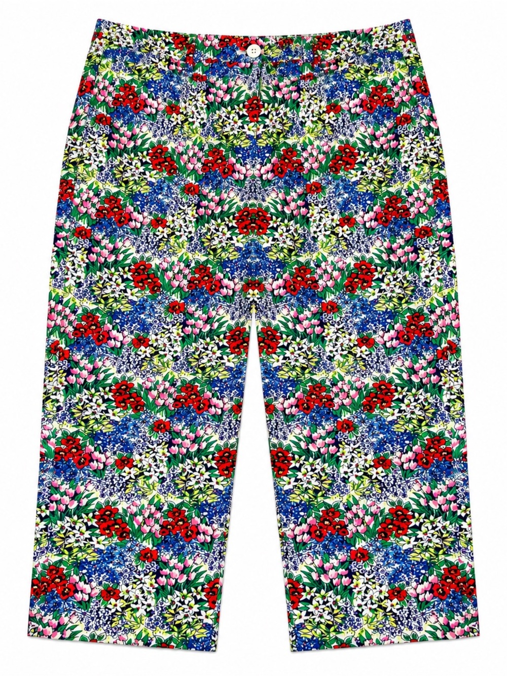 Talbots Vibrant Floral Print Capris in Red, Blue, Pink & Green